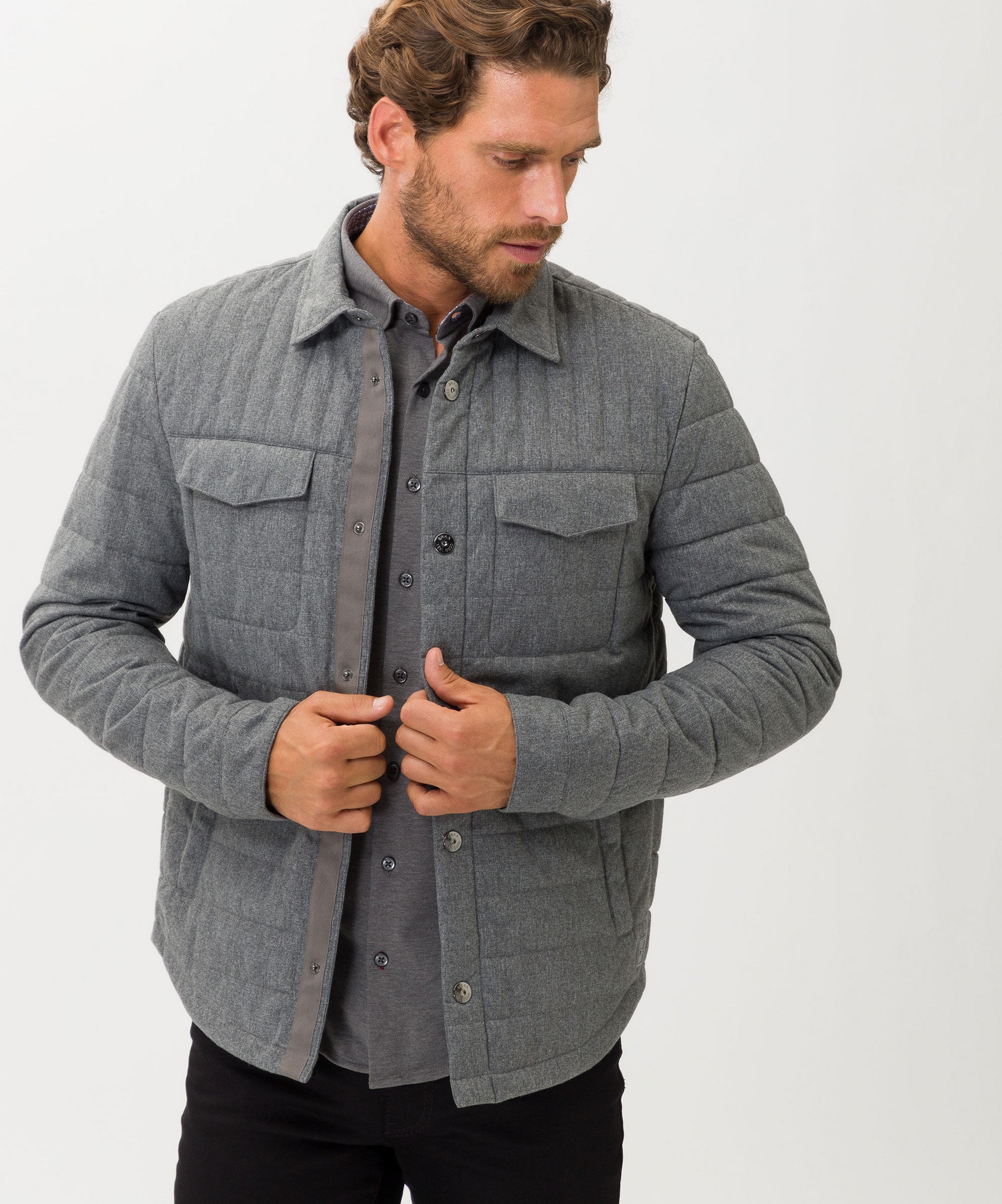 Brax Clint Zero-Down Quilted Overshirt Jack Silver Bright | Jan