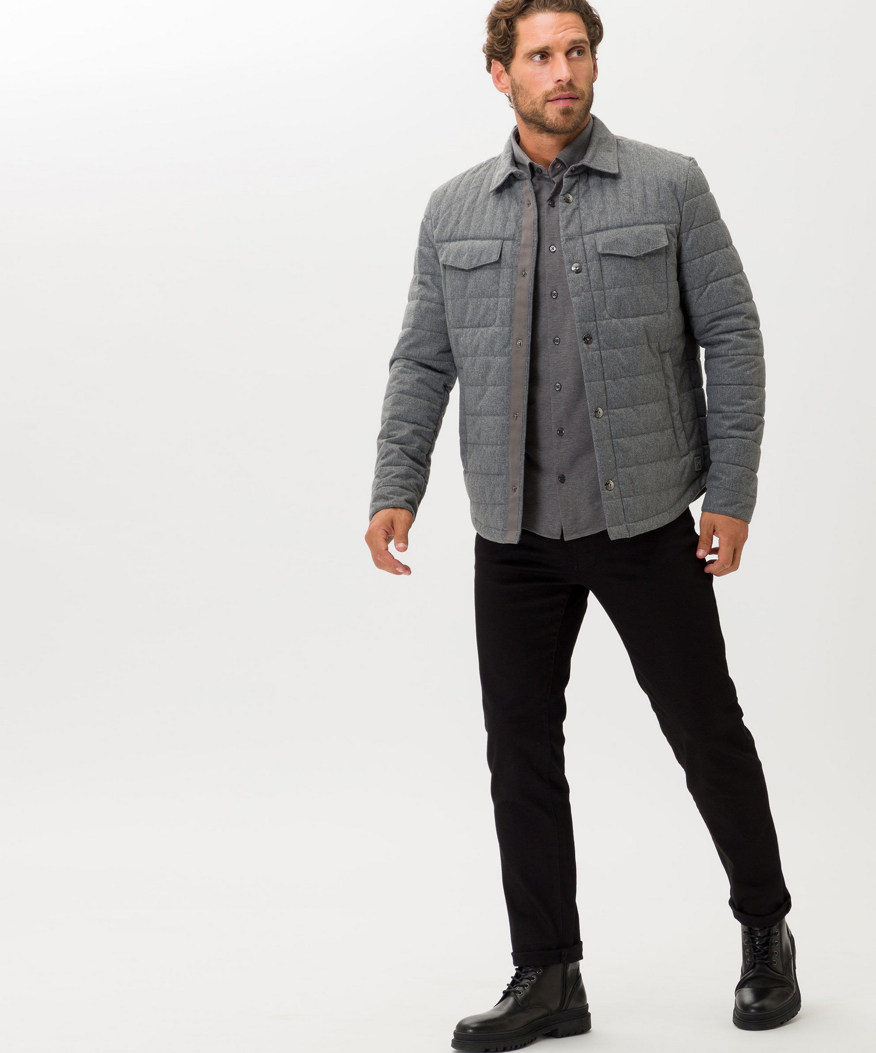 Brax Clint Zero-Down Quilted Overshirt Jack Silver Bright | Jan