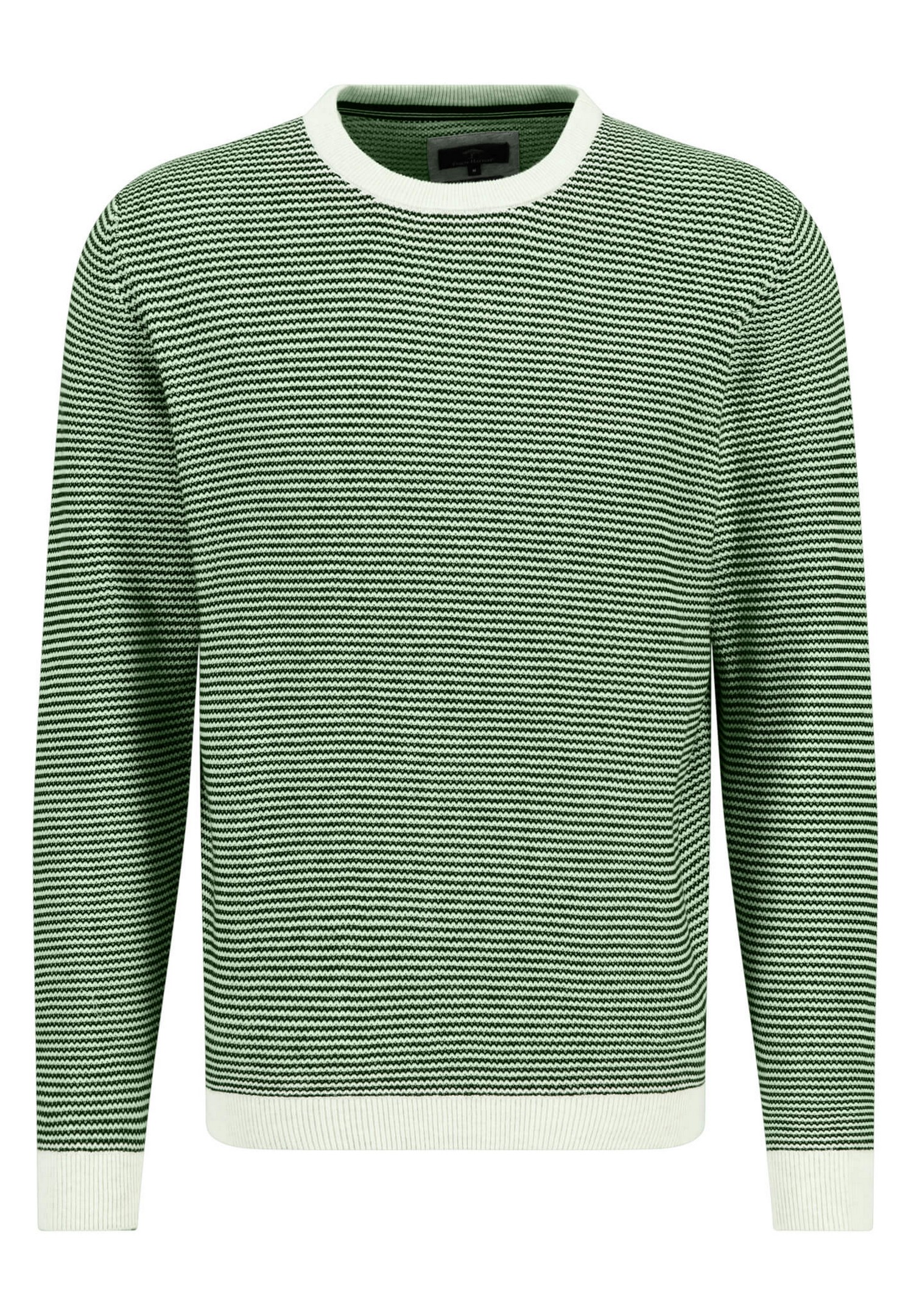 Fashion Knit Jan | Texture Fynch-Hatton Men\'s O-Neck Two-Tone Pullover Spring Rozing Stripe Green Cotton Superfine