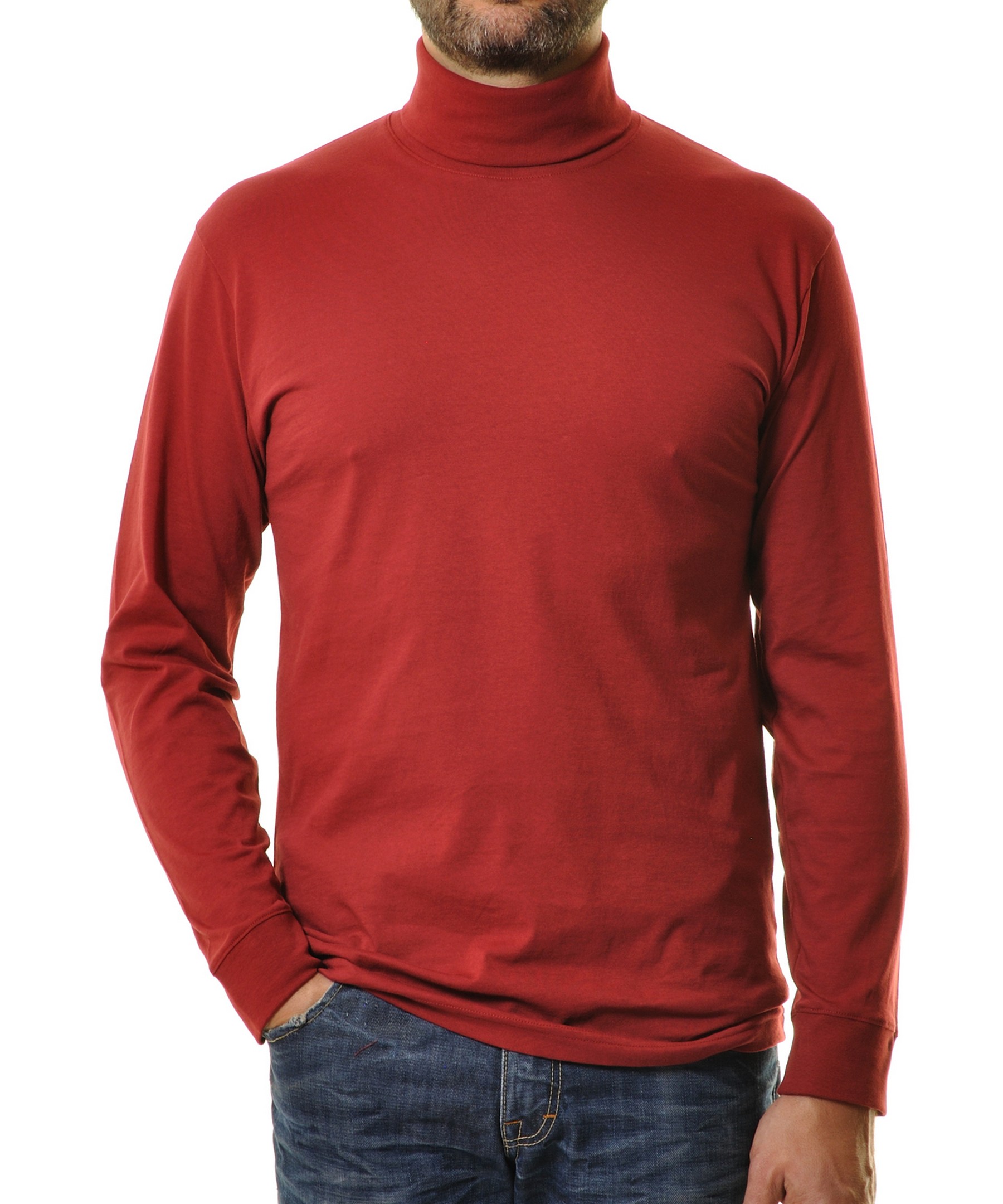 Men\'s Ragman Wine Single Red Uni Sleeve Fashion | Long Jersey Rozing Jan Rollneck T-Shirt