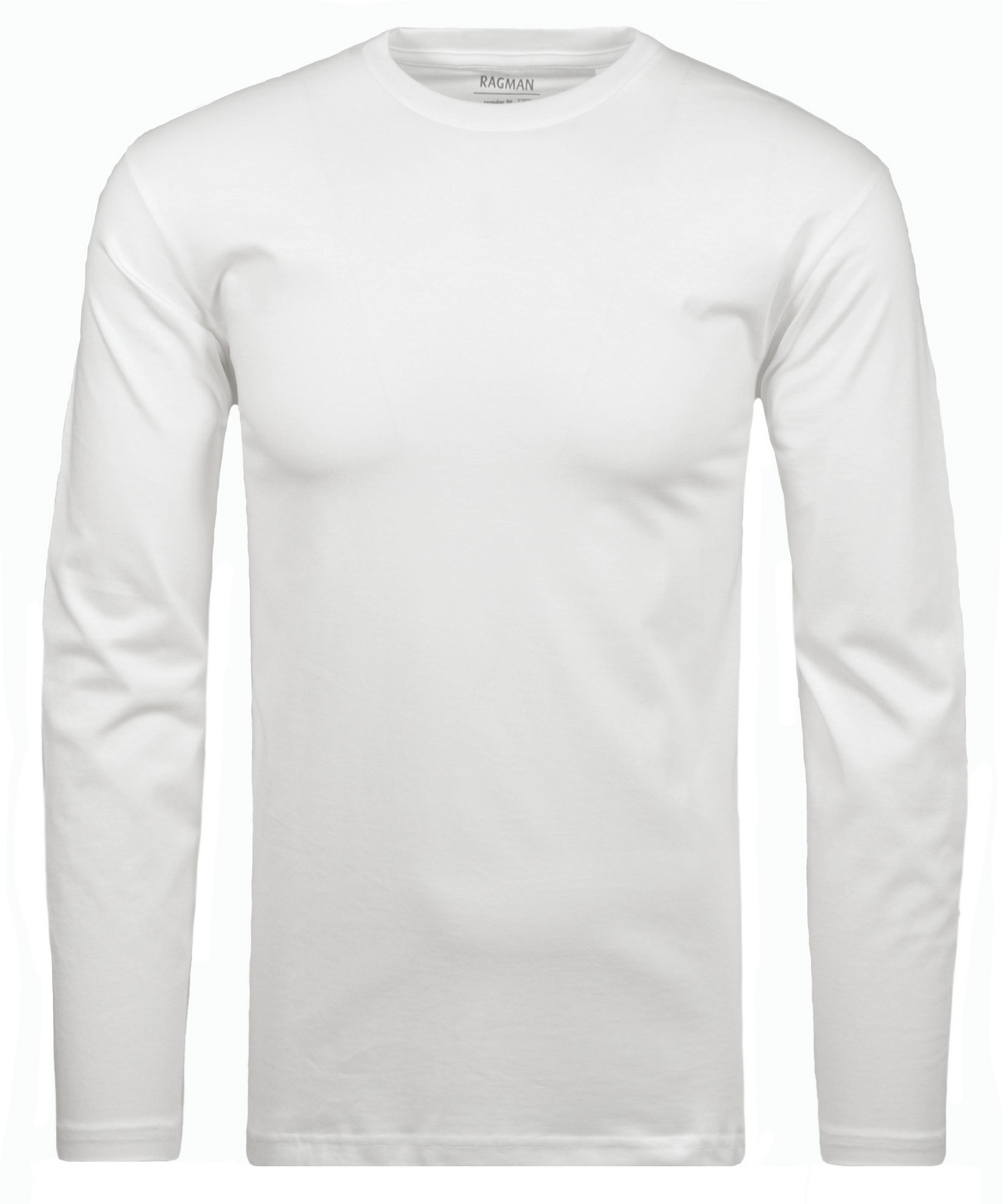 Ragman Long Sleeve Round Rozing Neck Jan T-Shirt White | Fashion Men\'s Cotton