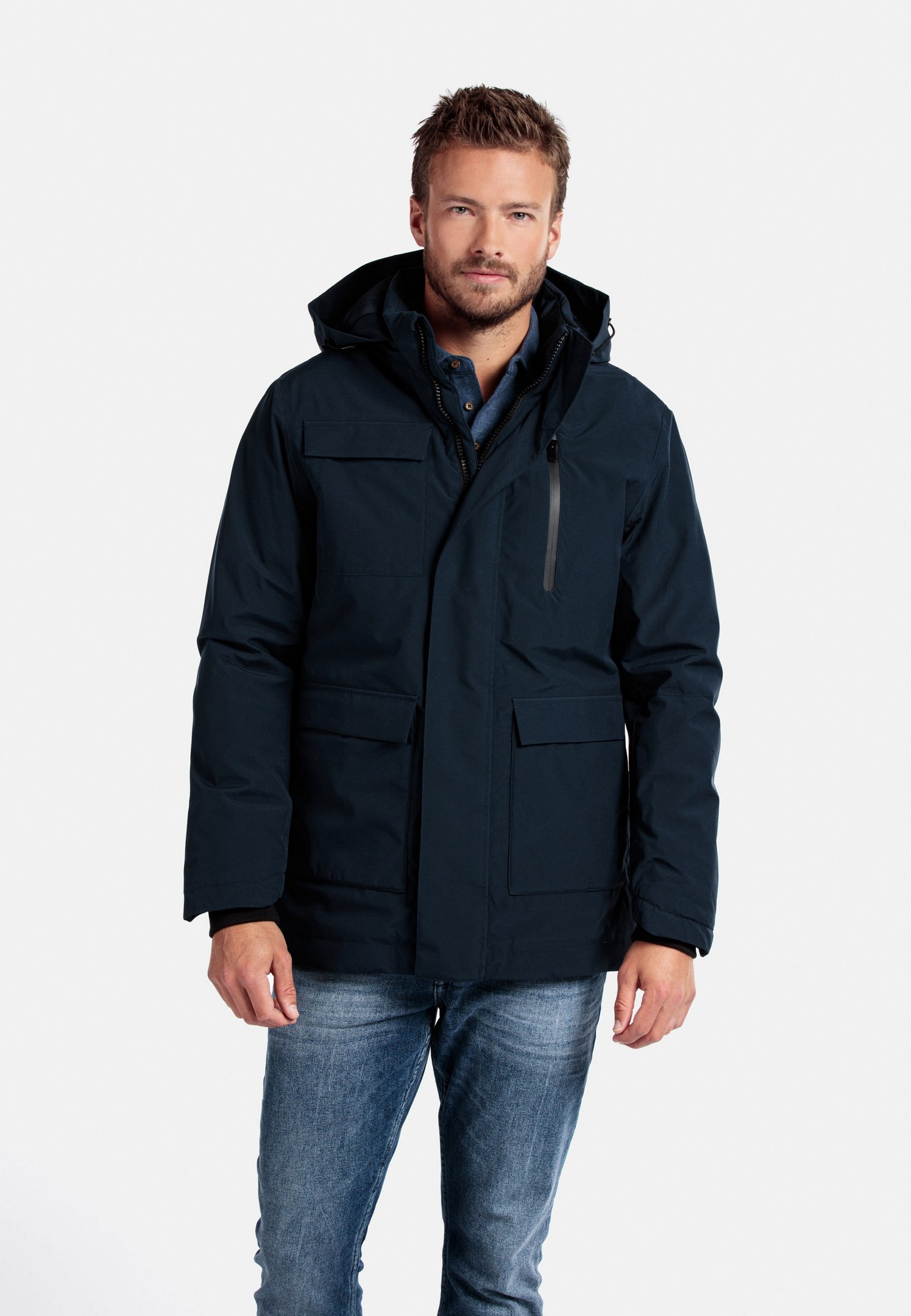 Giordano Jacket Dark Jan Navy Fabric Men\'s Hood Removeable Fashion and | Water Windproof Rozing