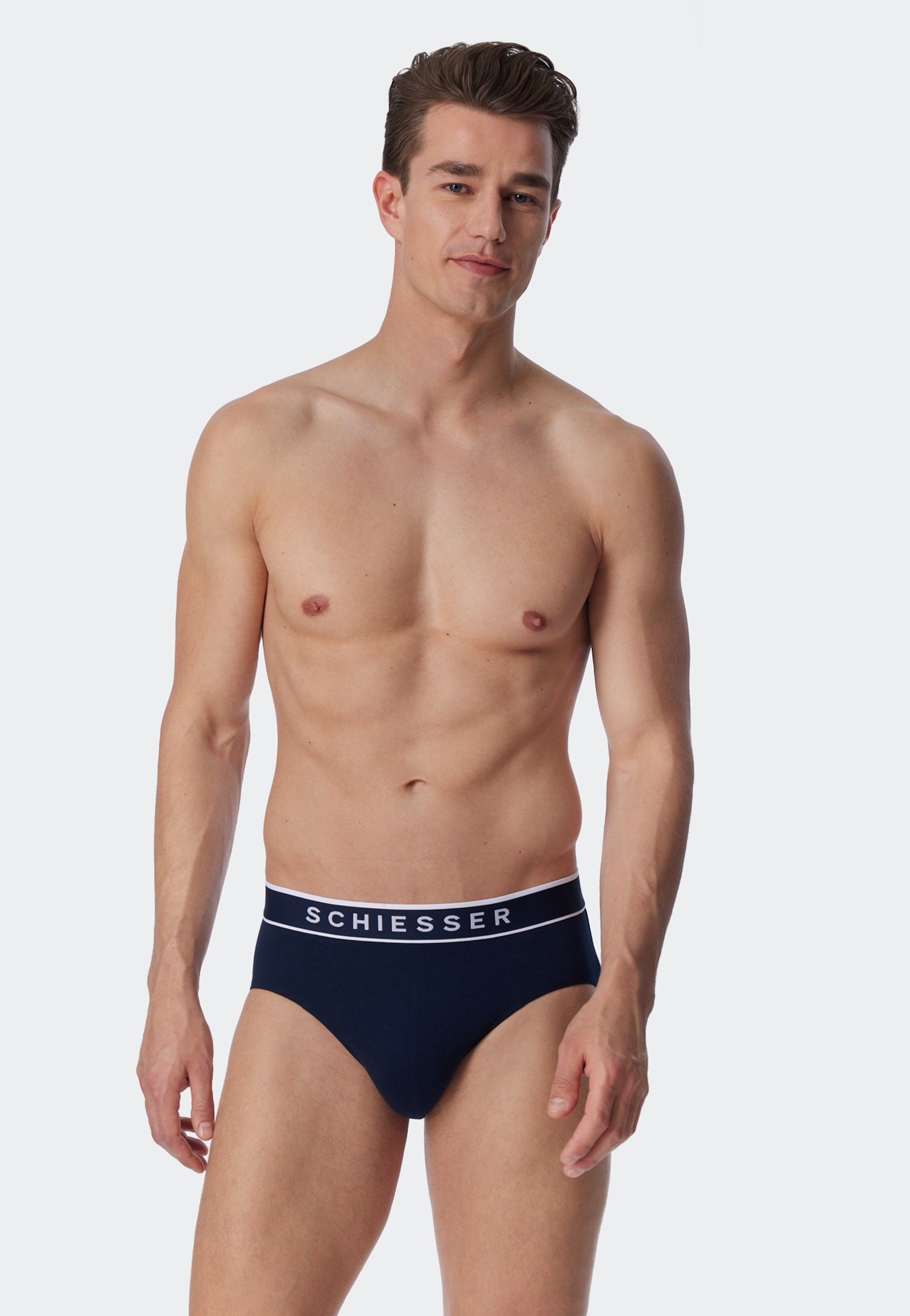 Schiesser 95/5 Rio-Slip Organic Cotton Elastic Waistband 3Pack Underwear  Dark Evening Blue